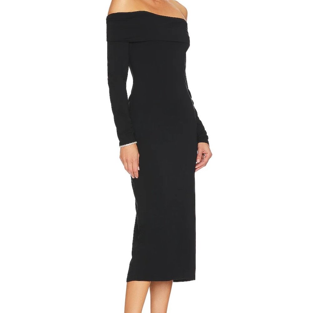 NWT Bobi Off The Shoulder Black Midi Dress